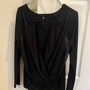 Lululemon black mesh open back long sleeve shirt